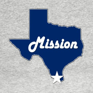 City of Mission Texas Lone Star State Map Navy Blue T-Shirt